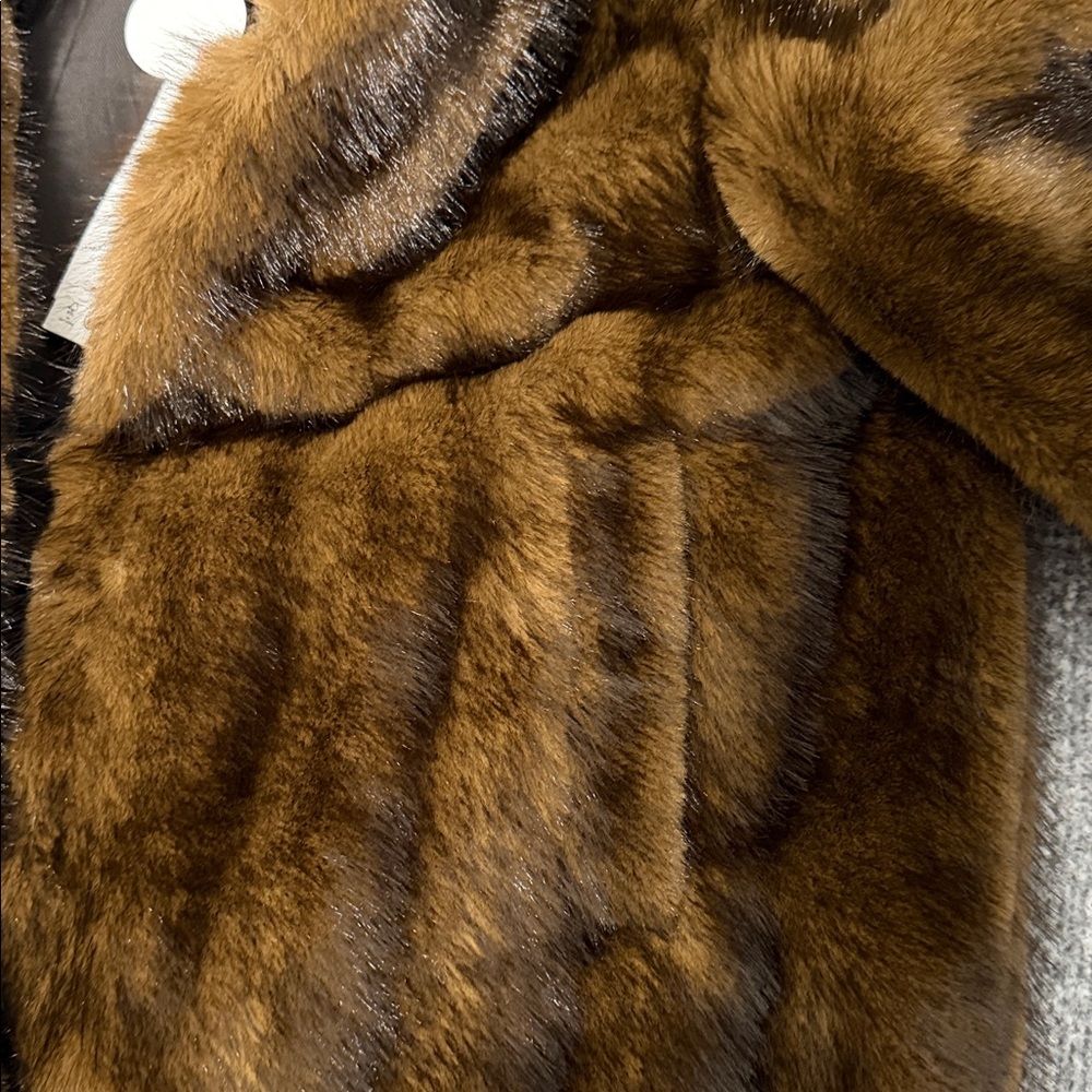 ZARA x Harry Lambert X Disney Cropped Faux Fur Jacket Brown Size Medium - Picture 8 of 10